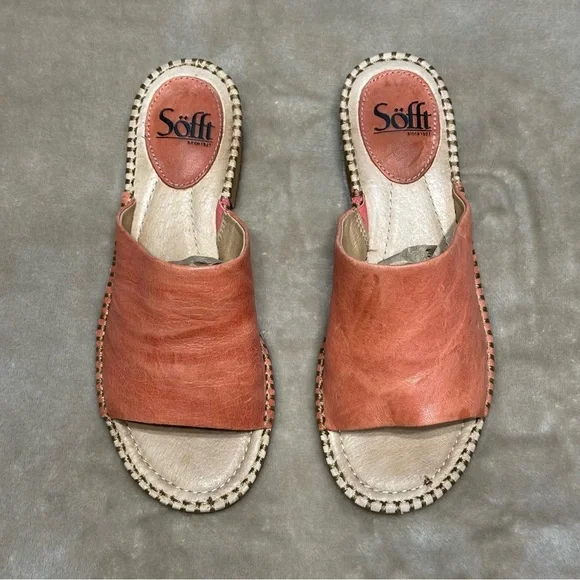 Sofft Nalanie Leather Pink Slide Sandals Size 7 - Picture 5 of 10